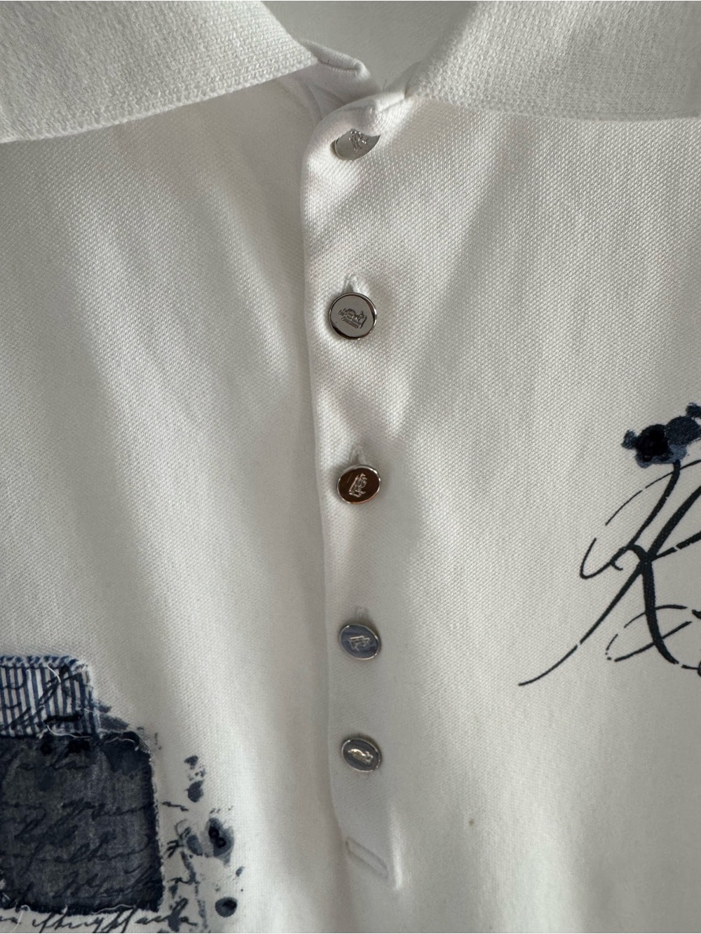 NWOT Lauren Ralph Lauren Women’s White Patchwork Pique Polo Shirt w script logo - Picture 5 of 9